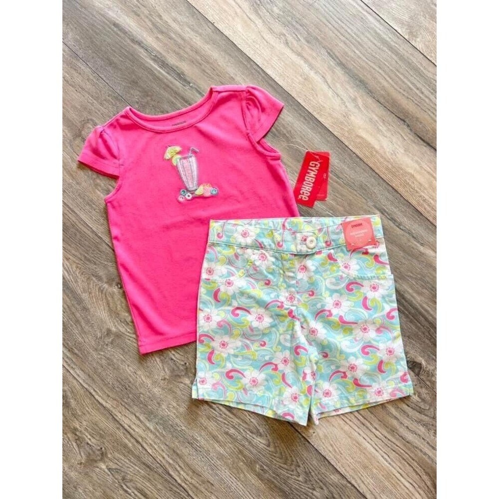 NWT GYMBOREE Girls Sz 4 Lot Outfit Bermuda Shorts Top‎ Palm Beach VTG